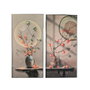 Home ESPRIT Cadre Marron Orange Oriental Vase 80 x 3,5 x 160 cm (2 Unités)