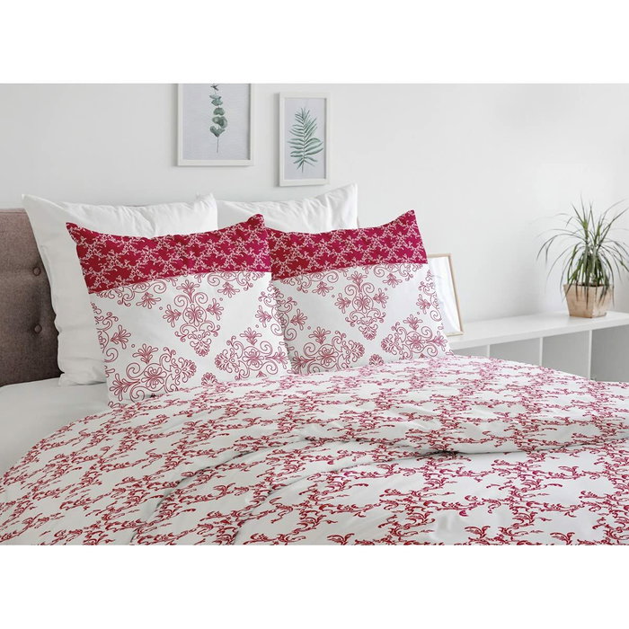 Home Linge Passion Parure de couette FRISE Bordeaux et Blanc 220 x 240 cm