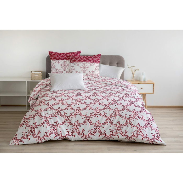 Home Linge Passion Parure de couette FRISE Bordeaux et Blanc 220 x 240 cm