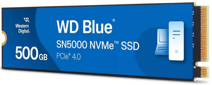 Western Digital WD Blue SN5000 SSD NVMe PCIe Gen 4 500 Go pour créateurs - Vitesse jusqu'à 5500 Mo/s