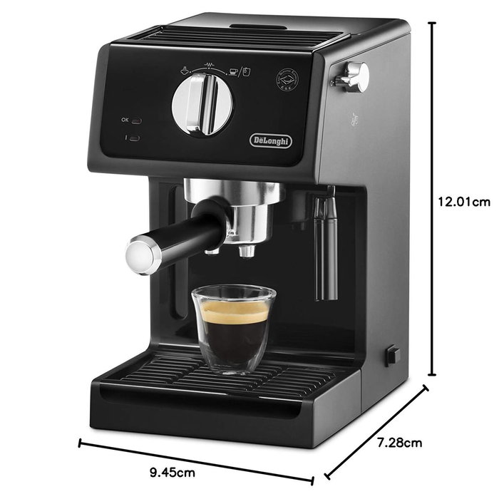 Delonghi ECP31.21 Machine à expresso avec pompe 15 bars, système Cappuccino 360°, arrêt automatique, compartiment de rangement et accessoires - Noir
