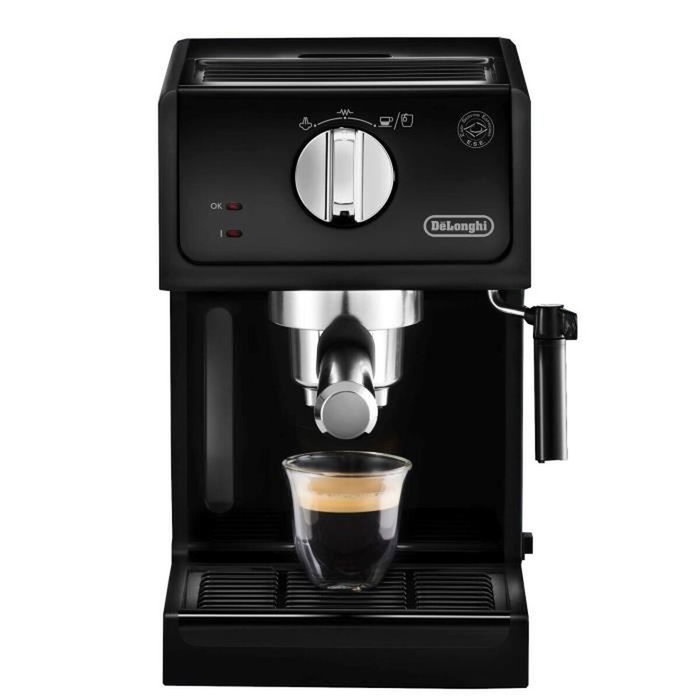 Delonghi ECP31.21 Machine à expresso avec pompe 15 bars, système Cappuccino 360°, arrêt automatique, compartiment de rangement et accessoires - Noir