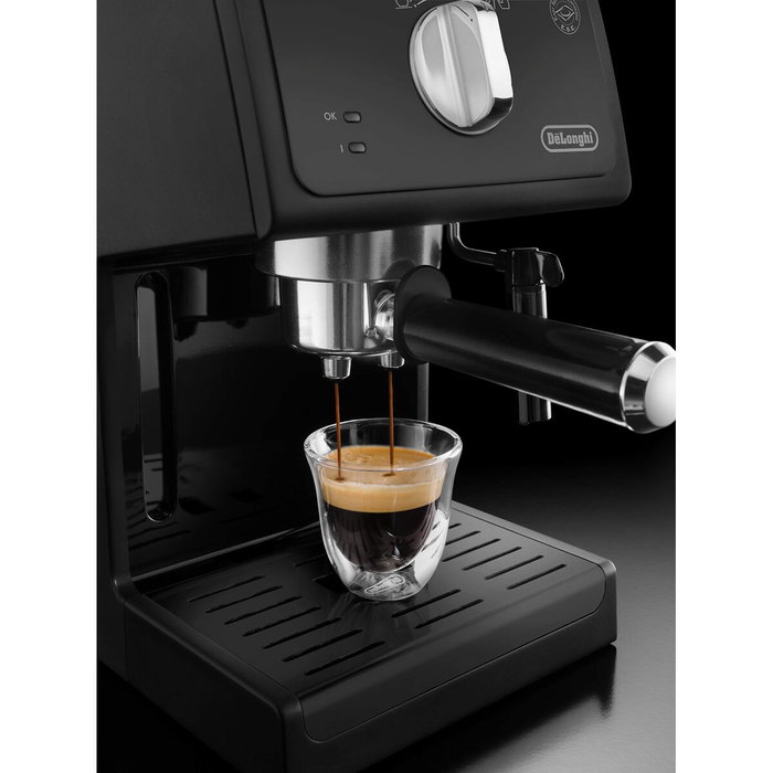 Delonghi ECP31.21 Machine à expresso avec pompe 15 bars, système Cappuccino 360°, arrêt automatique, compartiment de rangement et accessoires - Noir