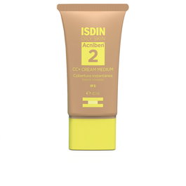 Isdin Crème CC ACNIBEN SPF30 - Couvrance instantanée, contrôle de la brillance, teinte Medium 40 ml pour peau à imperfections