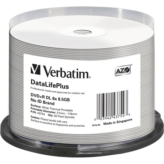 Verbatim DVD+R Double Layer 8,5 Go 8x - Lot de 50 Verbatim DVD+R Double Layer 8,5 Go 8x - Lot de 50