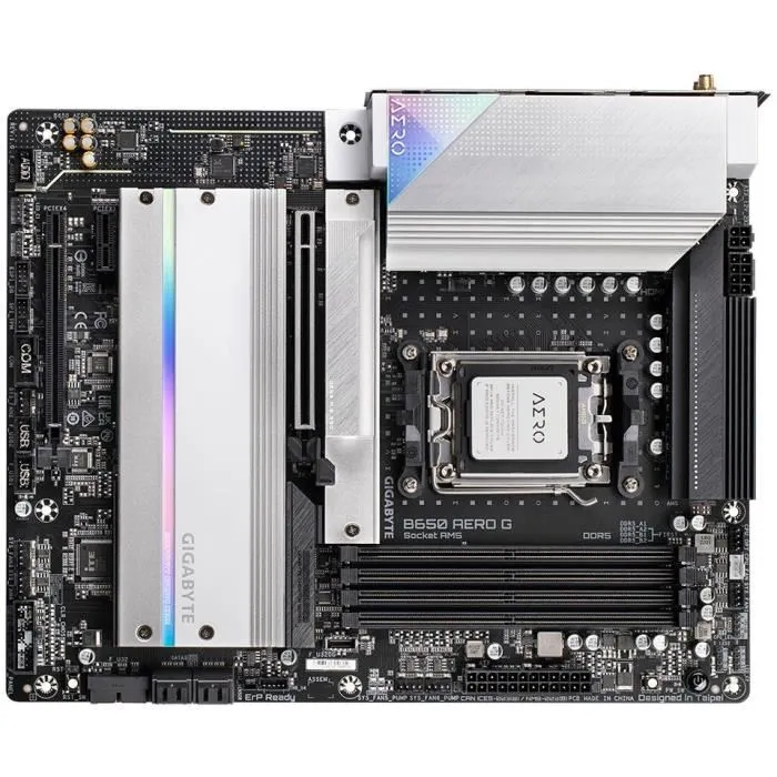 Gigabyte Carte mère B650 AERO G AM5, WiFi 6E, 2.5 GbE, DDR5 jusqu'à 8000 MHz, 1x PCIe 5.0, 2x PCIe 4.0 M.2 - Compatible AMD Ryzen 9000/8000/7000