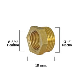 WOLFPACK LINEA PROFESIONAL Réduction hexagonale polie 1" mâle x 3/4" femelle