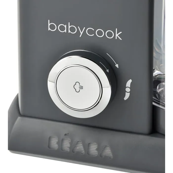 BEABA Babycook Solo Robot Bébé 4 en 1 - Mixeur-Cuiseur Vapeur, Décongélation, Réchauffage, Bol 1100 ml - Gris Foncé