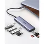 UGREEN Adaptateur USB-C multifonction gris Hub USB SD HDMI 4K pour PC portable