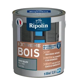 Ripolin Peinture pour Bois Intérieur & Extérieur - Gris Bleu Ral 7000 Satin, 2,5L