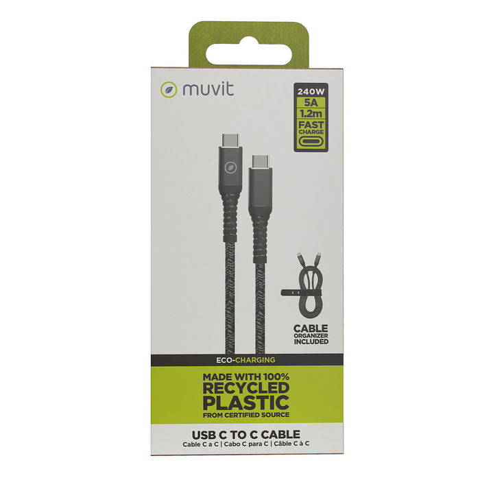 Câble USB-C vers USB-C Muvit for Change Noir 1,2 m
