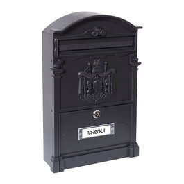 Arregui Residencia Boîte aux lettres individuelle extérieure moyenne, aluminium noir, 26 x 9 x 42 cm