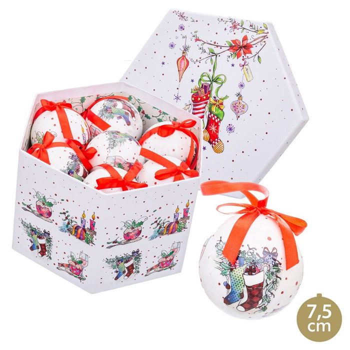 BigBuy Home Boules de Noël Multicouleur Papier Polyfoam Ø 7,5 cm (14 Unités) BigBuy Home Boules de Noël Multicouleur Papier Polyfoam Ø 7,5 cm (14 Unités)