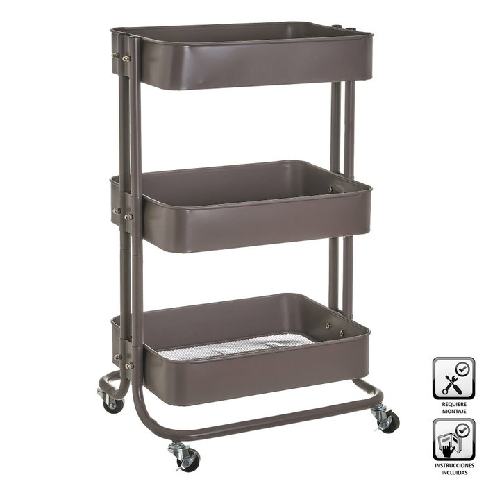 BigBuy Home Chariot à légumes Gris Métal 44 x 36 x 73 cm BigBuy Home Chariot à légumes Gris Métal 44 x 36 x 73 cm