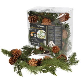 Bambasy Guirlande LED branches de pin et pommes de pin, lumière chaude, 1,4 m