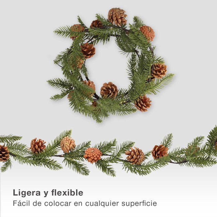 Bambasy Guirlande LED branches de pin et pommes de pin, lumière chaude, 1,4 m Bambasy Guirlande LED branches de pin et pommes de pin, lumière chaude, 1,4 m