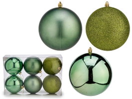 Krist+ Lot de 6 Boules de Noël Vert 15 cm Assorties (Set de 4)