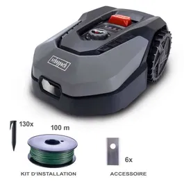 Scheppach RoboCut L500 - Robot tondeuse connecté avec station de recharge, WiFi, Bluetooth et capteur de pluie pour pelouse jusqu'à 400 m2