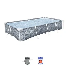 Bestway Kit Piscine hors sol tubulaire Steel Pro - Rectangulaire 366 x 201 x 66 cm - Inclus épurateur à cartouche Flowclear, capacité 9150 L