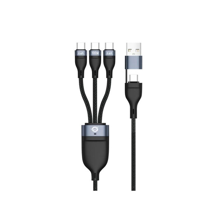 Conceptronic ETTA06B15C Câble USB-A/USB-C vers 3x USB-C 100W 1.5m, Charge Rapide PD, Données 480Mbps, Noir Conceptronic ETTA06B15C Câble USB-A/USB-C vers 3x USB-C 100W 1.5m, Charge Rapide PD, Données 480Mbps, Noir