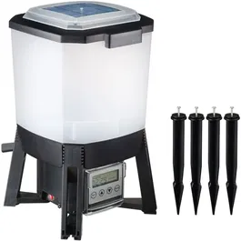 Ubbink Distributeur Automatique de Nourriture pour Poissons Solaire - Réservoir 6 L, 1 à 6 Nourrissages/Jour, Portée Réglable 1 à 3 m, Pour Bassins Jusqu'à 30 m³