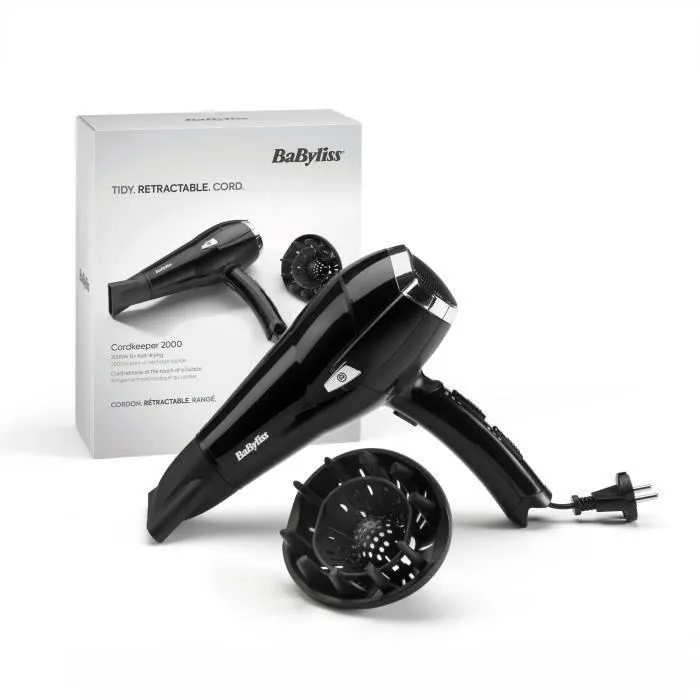 Babyliss Sèche-cheveux CordKeeper 2000 D374DE Noir