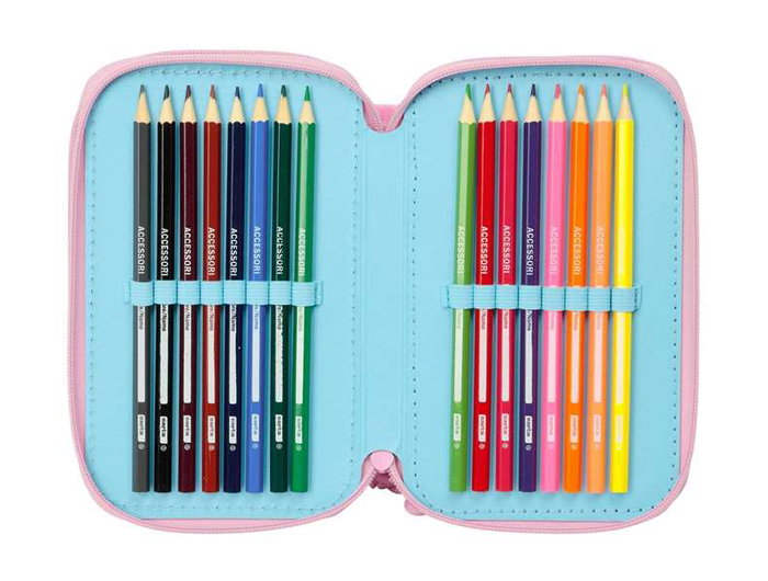 Safta Plumier Triple 37 Pièces pour Crayons - Dimensions : 12,5 x 19,5 x 5,5 cm