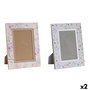 Cadre photo DKD Home Decor Bleu Blanc Gris Camel Rose clair PVC Aluminium (2 Unités)