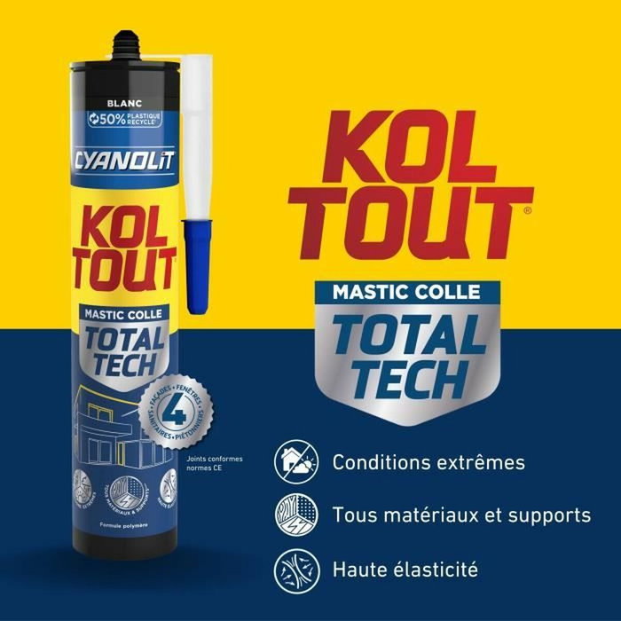 Cyanolit Total Tech Colle de fixation et d'étanchéité - Blanc - 290 ml Cyanolit Total Tech Colle de fixation et d'étanchéité - Blanc - 290 ml