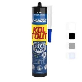 Cyanolit Total Tech - Colle et mastic de fixation étanche - Blanc - 290 ml - Multi-matériaux - Élastique et résistant aux chocs - Pour bâtiment et rénovation