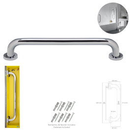 MAURER Barre d'appui chromé brillant 32 mm x 50 cm