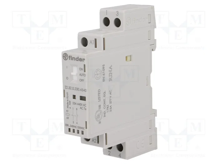 FINDER Contacteur 2-pôles d'installation 25A 230VAC/230VDC NC + NO