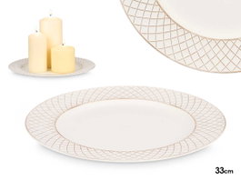 GIFTDECOR Porte-bougie Losange Blanc Vieilli Oro 33cm