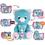 Jemini Toonies - Peluche interactive Maman Chat et son bébé, 6 fonctions (caresses, léchage, baisers, pleurs, rires, ronronnements), environ 26 cm, création française