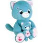 Jemini Toonies - Peluche interactive Maman Chat et son bébé, 6 fonctions (caresses, léchage, baisers, pleurs, rires, ronronnements), environ 26 cm, création française