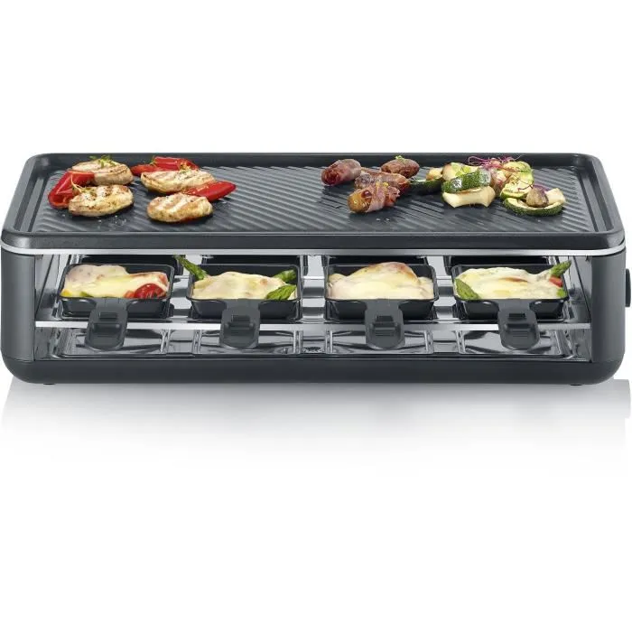 Severin RG2365 Appareil à raclette pour 8 personnes, 1300W, revêtement céramique, plaque 48x24 cm