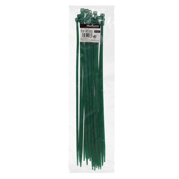 Hantums Sac de 25 colliers de serrage 100% nylon 140x3,6mm Vert Hantums Sac de 25 colliers de serrage 100% nylon 140x3,6mm Vert