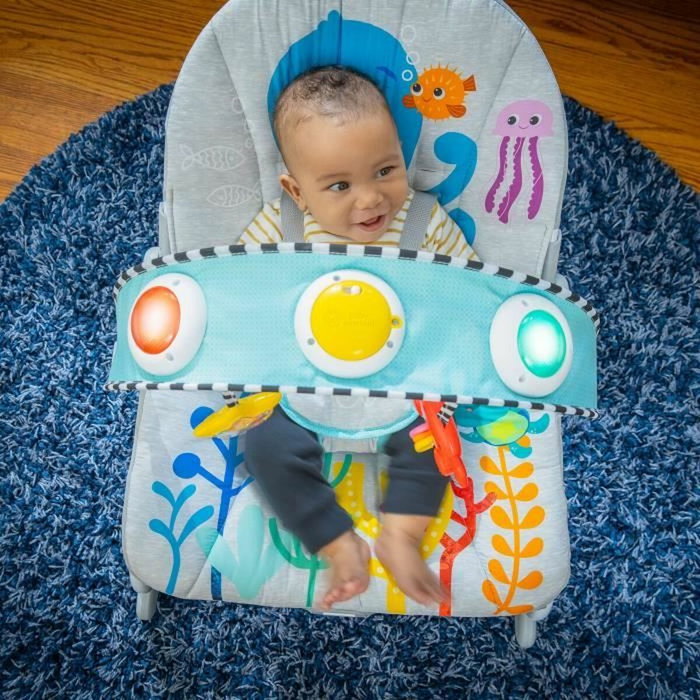 Baby Einstein Transat Bébé Évolutif Ocean Explorers Kick to It Opus Gris et Bleu