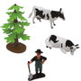 Tachan Set de Ferme 7 Pièces avec Tractor, Chevaux et Figure T01051 - Tracteur à friction avec effets lumière et son