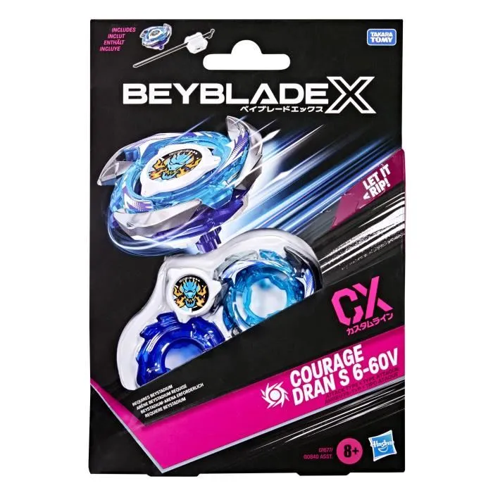 Beyblade Starter Pack Courage Dran S 6-60V CX avec toupie de type attaque et lanceur