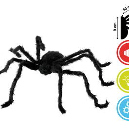 DECORATIC Araignée Gigantesque Animatronique avec Lumière, Son et Mouvement 100 cm - Décoration d'Halloween Réaliste