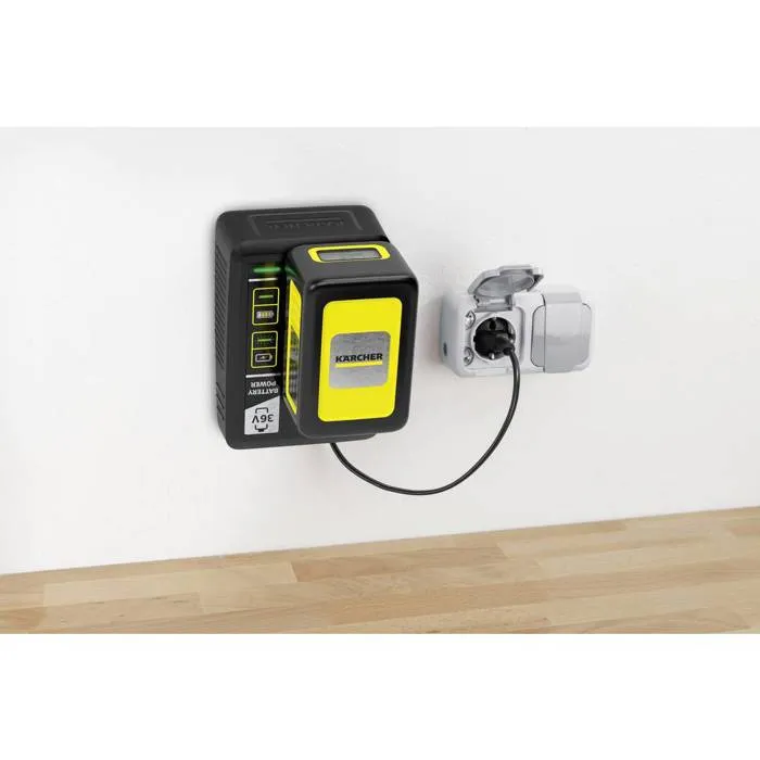 Kärcher Chargeur rapide Power 36V pour batteries 2,5 Ah et 5 Ah - 120W, fixation murale, câble 1,5 m