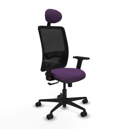 PIQUERAS Y CRESPO Chaise Zulema Synchro Pourpre et Noir avec Appui-tête et Accoudoirs 2D