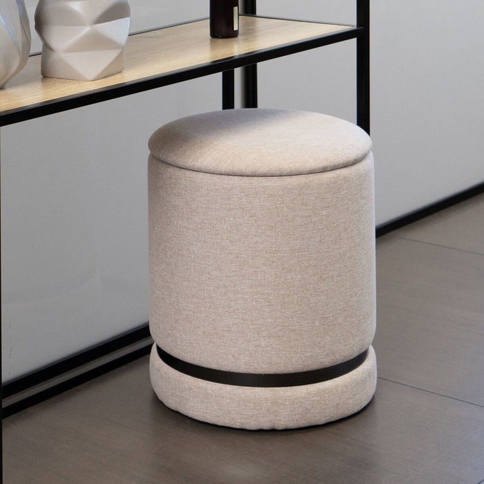 Vinthera Pouf Moa avec Rangement Beige 32x40 cm Poids Max 100 kg (2 Unités)