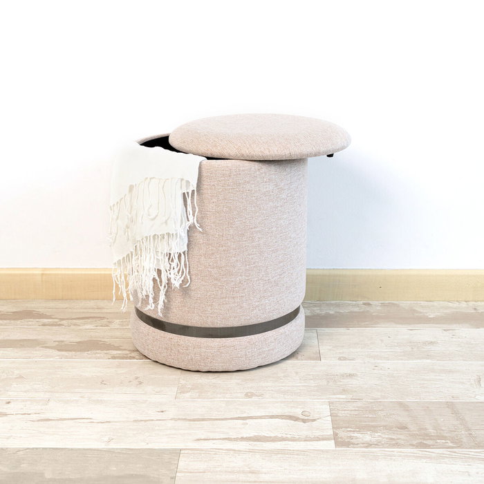 Vinthera Pouf Moa avec Rangement Beige 32x40 cm Poids Max 100 kg (2 Unités)