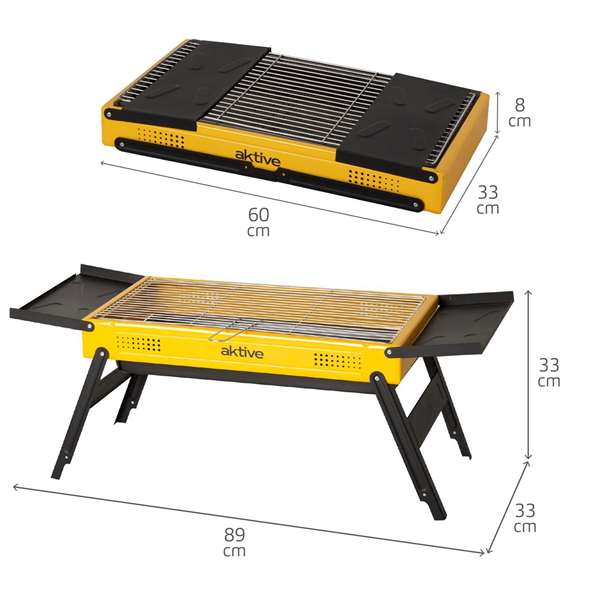 Color Baby Barbacoa Carbon Plegable - Gril au charbon de bois pliable, dimensions 89 x 33 x 33 cm