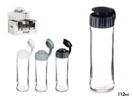 VIVALTO Lot de 3 Salières en Cristal 112ml - Blanc, Noir, Gris
