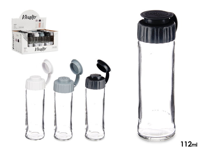 Vivalto Salière en Cristal 112 ml Couleurs Assorties Blanc, Noir, Gris 3x13x5 cm (Set de 24) Vivalto Salière en Cristal 112 ml Couleurs Assorties Blanc, Noir, Gris 3x13x5 cm (Set de 24)