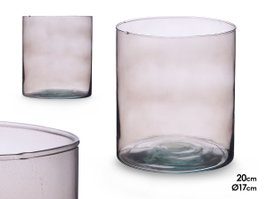 GIFTDECOR Vase Cylindrique en Verre Gris