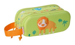 Safta Portatodo Double 3D Léon - Porte-tout double en forme de lion 3D pour enfant, 21 x 8 x 6 cm